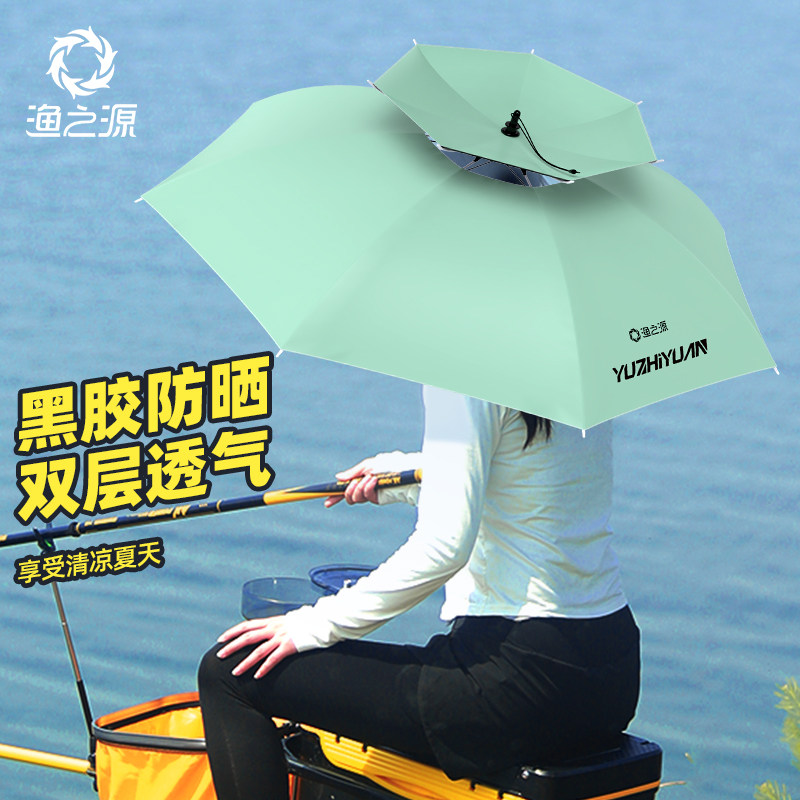 渔之源新款伞帽头戴式雨伞大号钓鱼遮阳伞帽防晒太阳伞帽子伞斗笠
