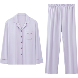 A类抗菌防螨纯棉情侣睡衣女长袖红豆夏季带胸垫家居服套装男春秋