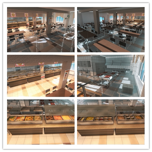 iclone素材10个精品场景饭堂图书馆会议厅宿舍长城等合集