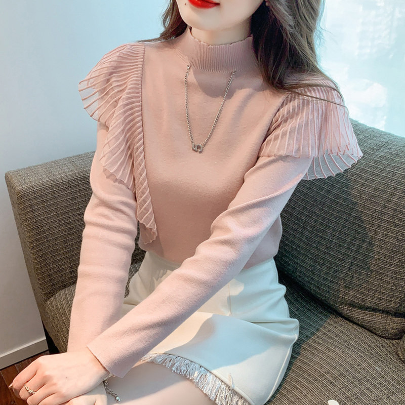 半高领针织打底衫女春秋2025新款时尚设计感小众减龄漂亮洋气小衫