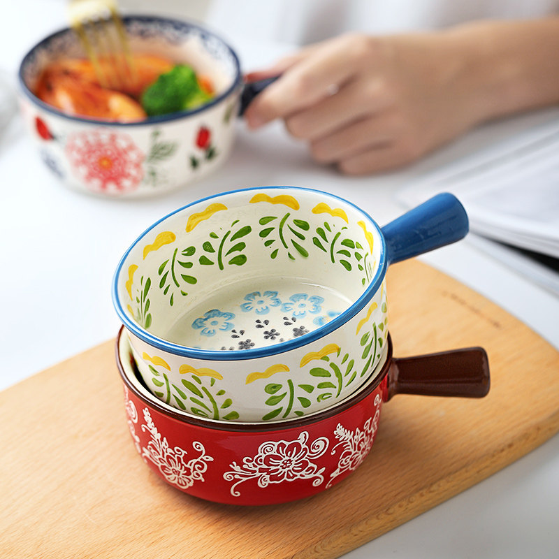 Japanese style single children's lovely bowl with handle
