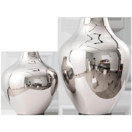 现代大手工电镀陶瓷花瓶轻奢银色板口径花餐器北欧厅酒CMK店样房,橡塑材料及制品,工业陶瓷,淘宝优惠券,粉丝福利购,淘宝优惠卷