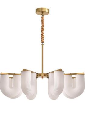 厅法式中古奶油风客意U形计吊灯北欧现代创设521师餐厅卧室民宿灯