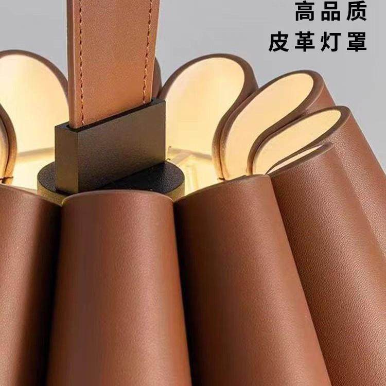 美拉德色系厅327民宿风咖啡棕色吊皮革中古复古餐厅灯圆桌卧室吊,家装灯饰光源,智能吊灯,淘宝优惠券,粉丝福利购,淘宝优惠卷