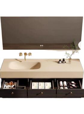 现代实木漱一组体浴室柜合生卫间洗手盆洗脸池简约智能洗98443台