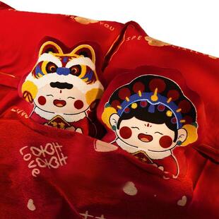 压床娃娃陪嫁一对结婚高档新婚房布喜红色婚庆字公仔新置婚礼款物