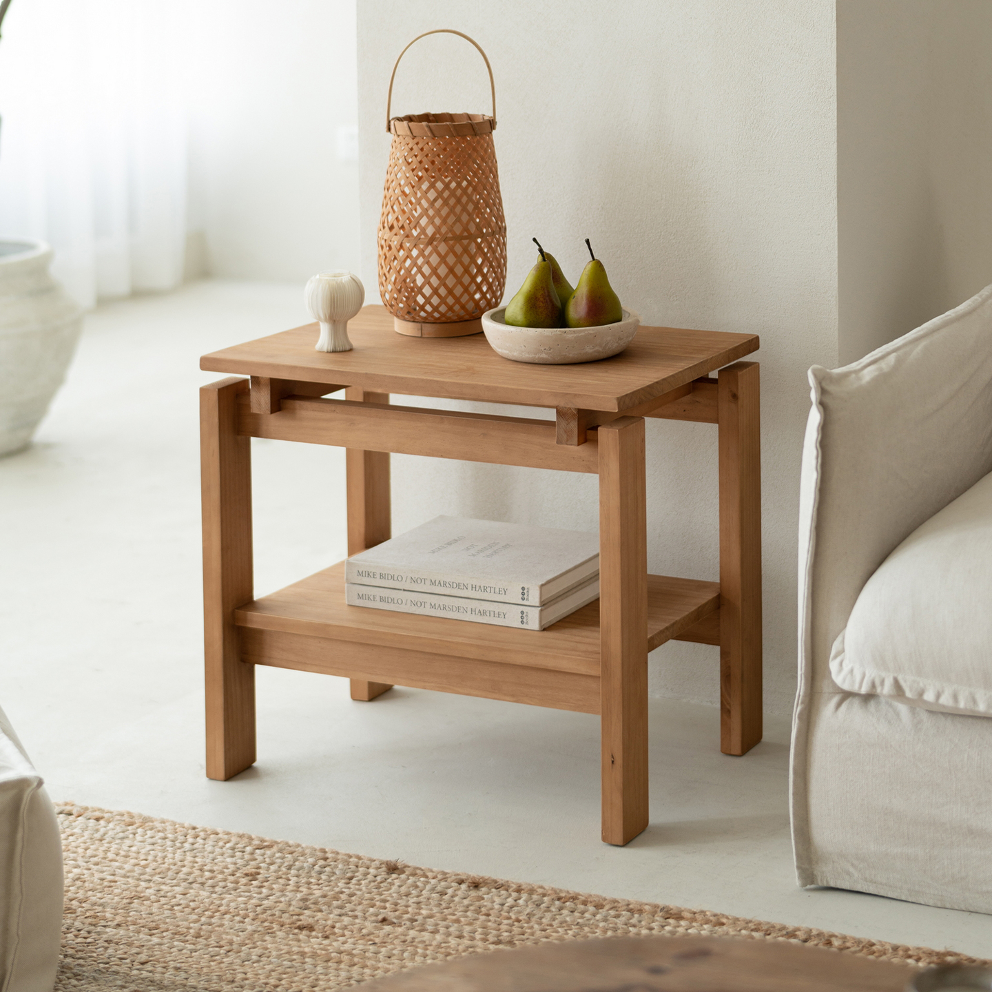 原木风实木客厅沙发边几茶几