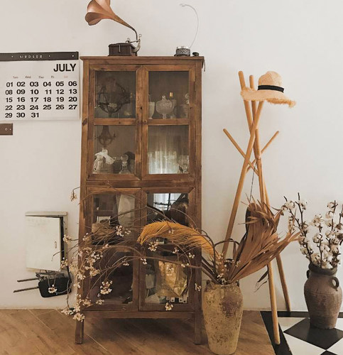 复古风做旧储物柜全实木展示柜