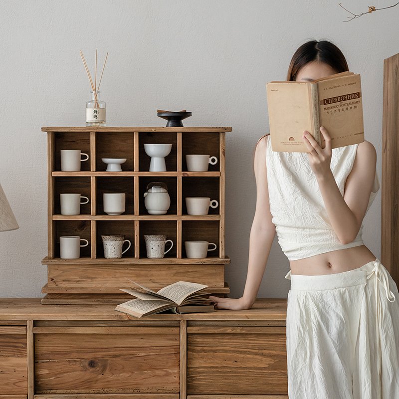 复古实木杯架展示架日式置物架