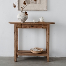 润家家居新中式实木玄关台桌小号床边梳妆桌小户型家用单人书桌