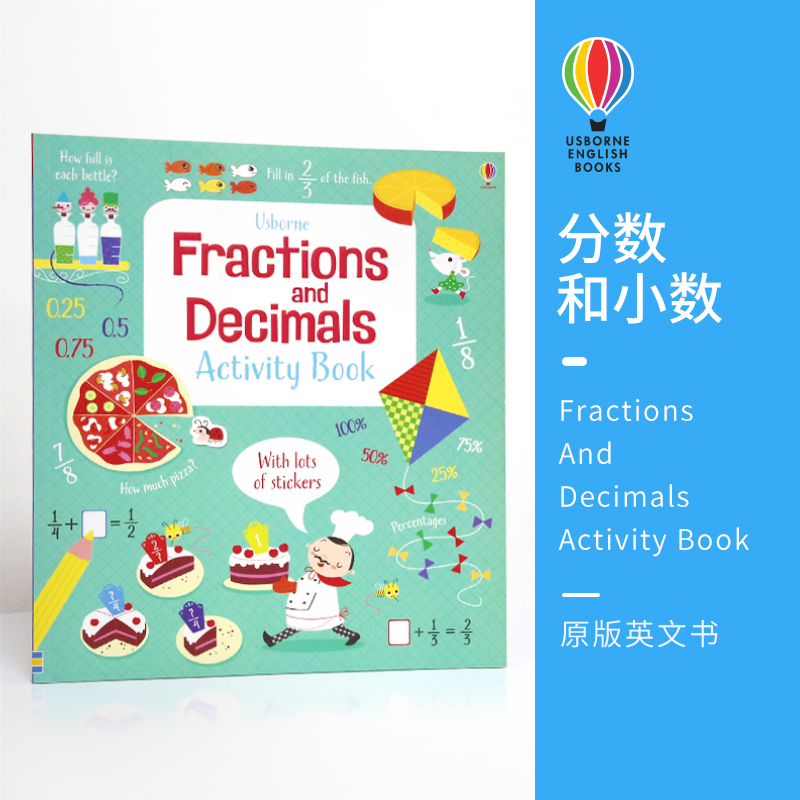 Usborne Fractions and Decimals Activity Book 尤斯伯恩 数学分数和小数 数学活动书 英语单词 幼儿早教 英语启蒙 7+岁 英文原版 书籍/杂志/报纸 儿童读物原版书 原图主图