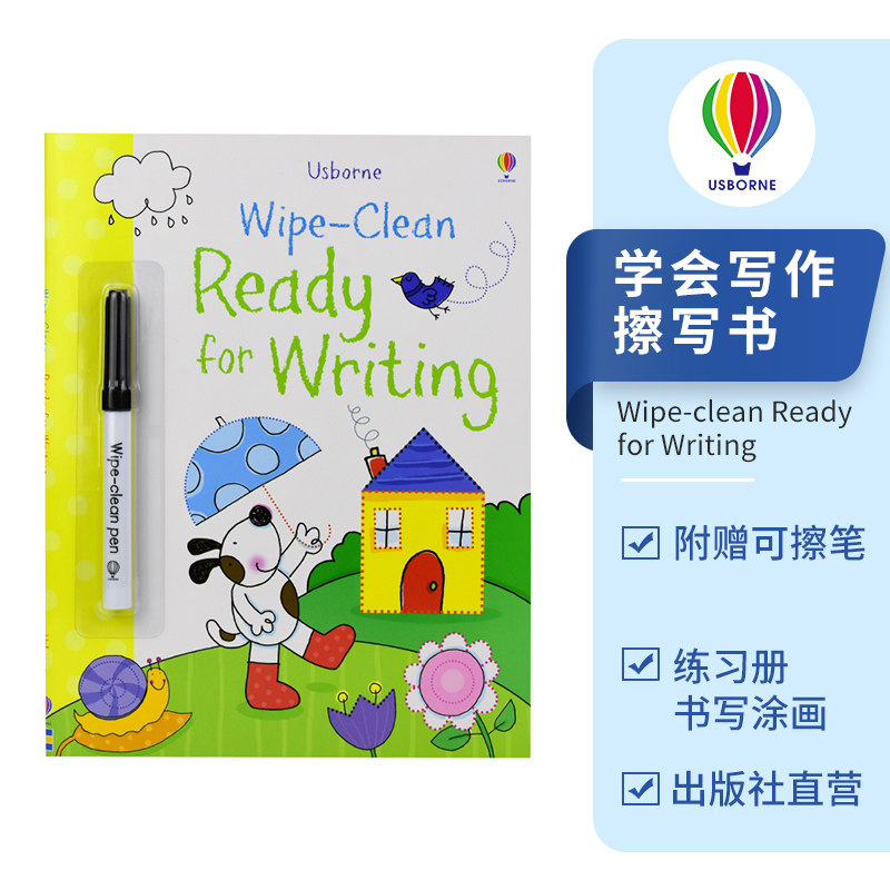 Usborne 原版英文 Wipeclean Ready for Writing 准备书写 尤斯伯恩图书可擦书附可擦笔写字平装27岁自主