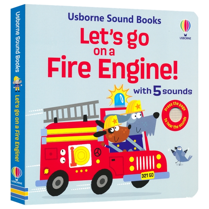 Usborne Sound Books Let's Go On A Fire Engine! 尤斯伯恩 英语启蒙认知 发声纸板书 消防车 亲子读物 英文原版进口儿童图书
