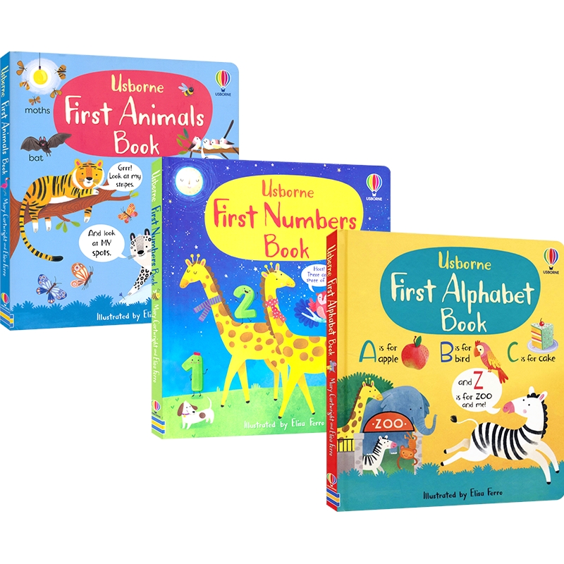 Usborne First Alphabet Book Numbers Animals尤斯伯恩启蒙认知书英语启蒙字母学习动物科普数学入门英文原版进口图书