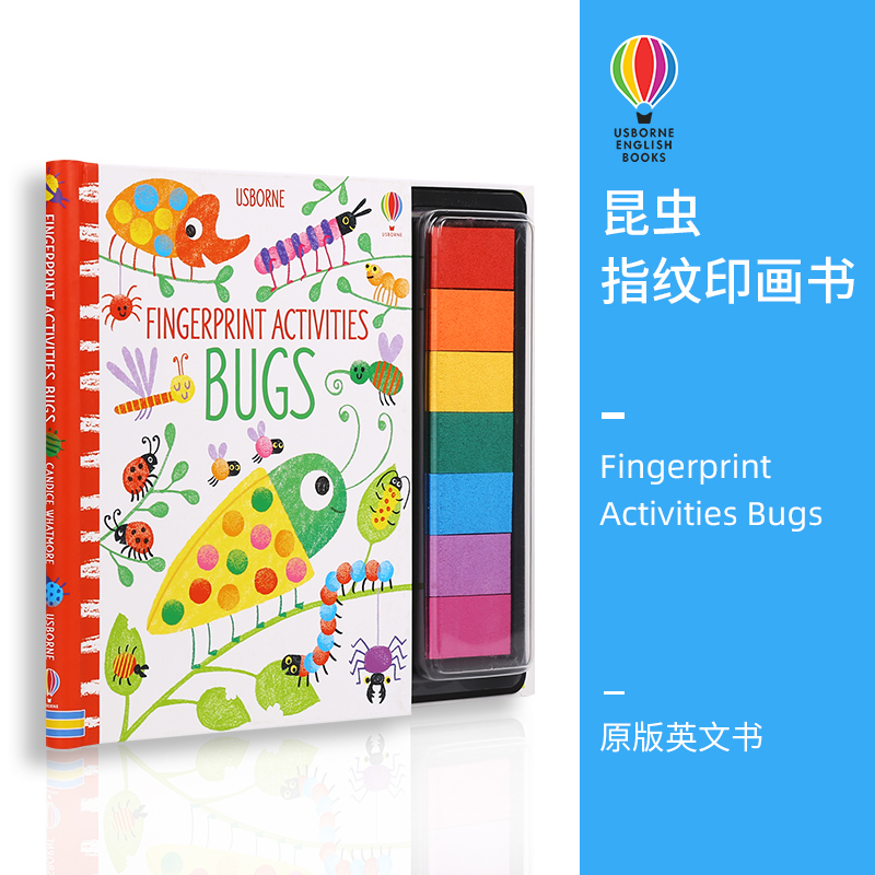 Usborne Fingerprint Activities Bugs尤斯伯恩指纹印画书昆虫主题颜料手指画低幼儿童艺术启蒙创意绘画DIY 6+岁英文原版-封面