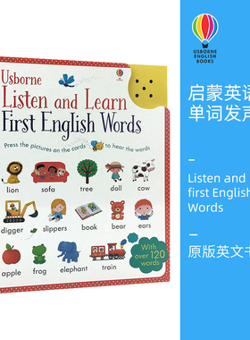 Usborne英文单词发声书 点读卡片 Listen and Learn first English Words 英文原版有声绘本词汇启蒙认知书儿童 幼儿早教