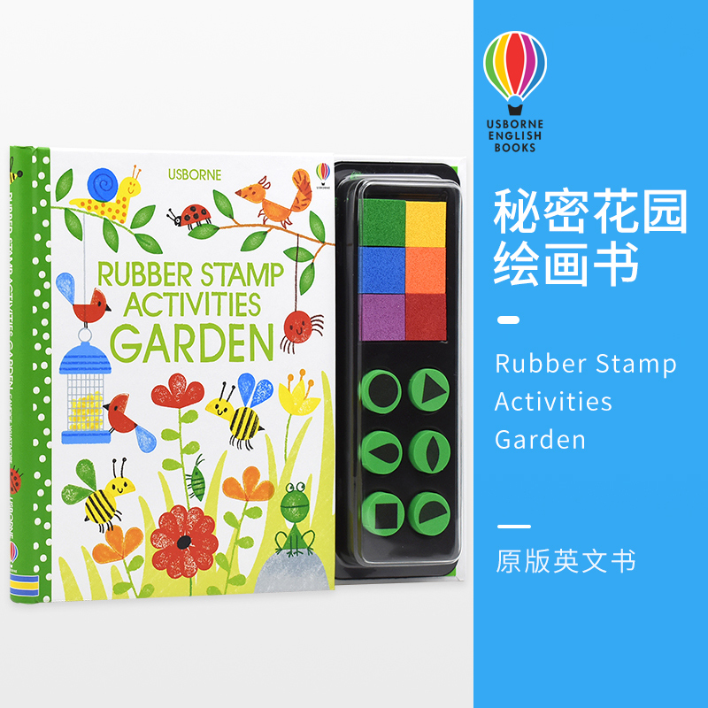 Usborne Rubber Stamp Activities Garden秘密花园尤斯伯恩图书绘画印画活动书儿童创意绘画DIY动物低幼宝宝印章活动书游戏