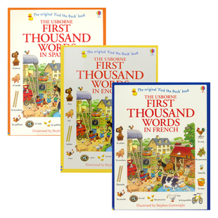 法语 First Words 法英对照 进口图书 Usborne 1000个单词 French Thousand 全彩插图 主题单词书 尤斯伯恩 英文原版 生动有趣