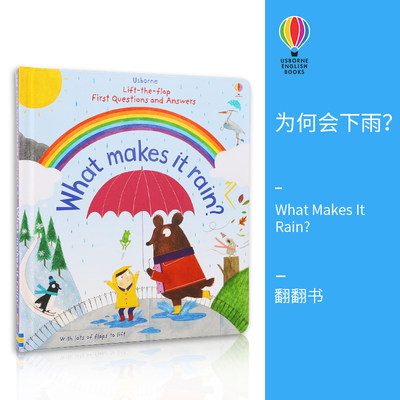 Usborne 原版英文 你问我答 What makes it rain?尤斯伯恩自然拼读 雨水的形成 幼儿初始问与答互动百科英语翻翻书进口书