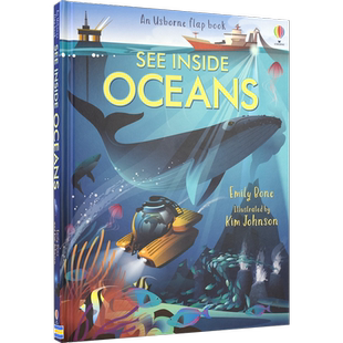 Usborne See Inside - Oceans 尤斯伯恩 看里面系列 精装纸板 探索海洋 大开本翻翻书 儿童百科科普读物 环保意识养成 英文原版