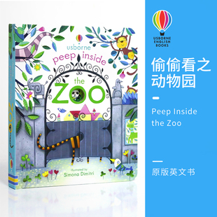 The 进口 英文原版 早教翻翻书 Peep Inside 儿童英语启蒙绘本 尤斯伯恩旗舰店 Zoo 2岁 Usborne 偷偷看里面 洞洞纸板书 动物园