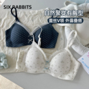 六只兔子内衣女小胸聚拢胸罩收副乳防下垂无钢圈蕾丝V领文胸套装