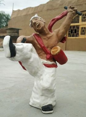 榆林陶艺三件套  陕北腰鼓汉子