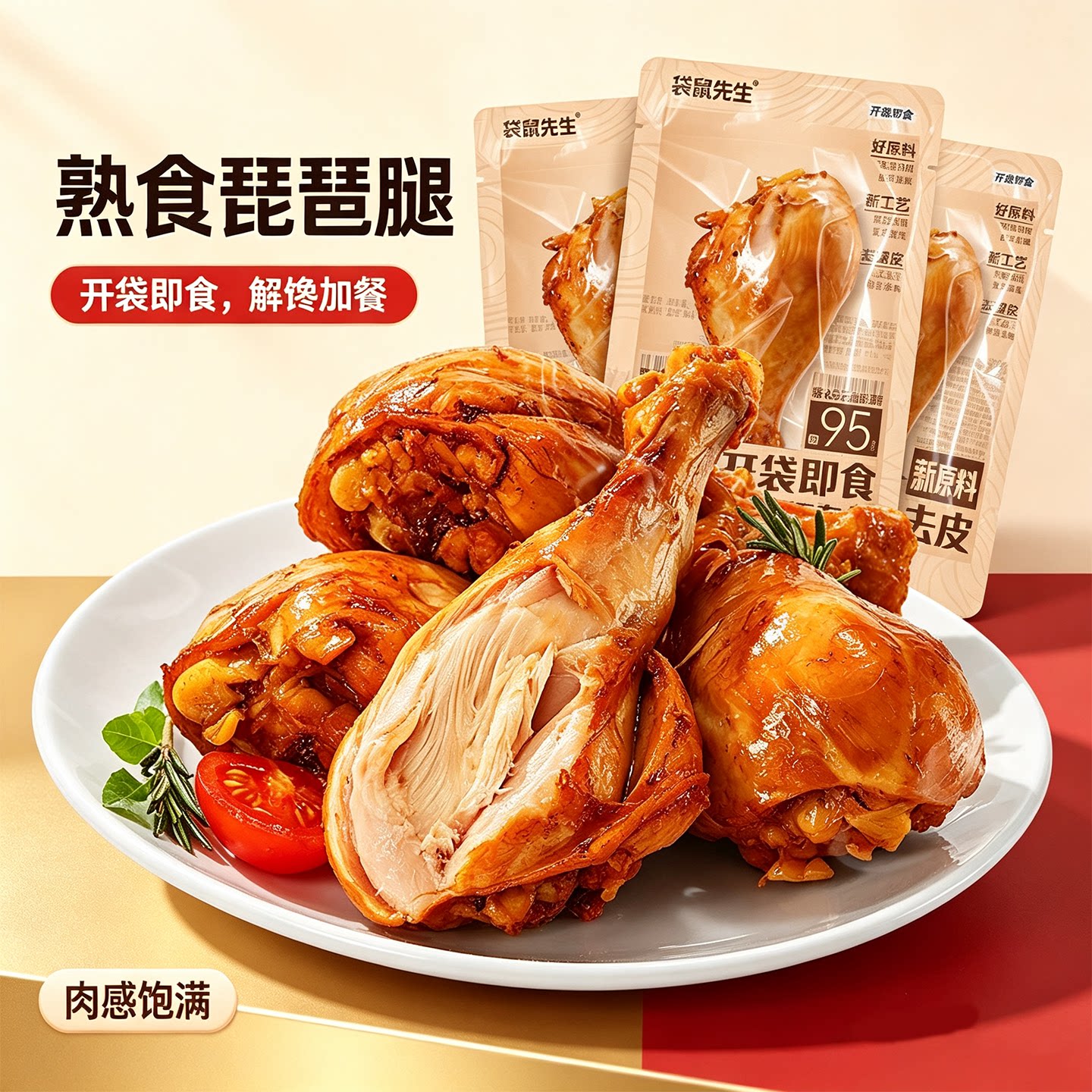 袋鼠先生果木烟熏即食高蛋白鸡腿