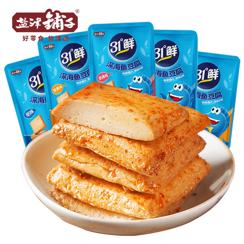 盐津铺子鱼豆腐零食小吃休闲食品豆腐干辣小包装豆干即食解馋夜宵