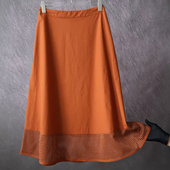 棉脏橘色镂空裙边A摆半裙240817合