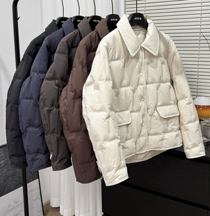 轻暖利落小翻领90鸭绒无缝直充轻盈保暖短款小个子羽绒服夹克外套