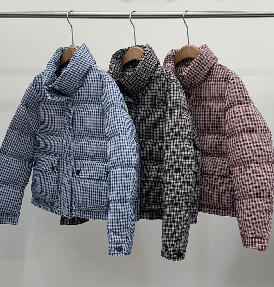 韩国撞色格子90白鸭绒羽绒服女韩版时尚简约百搭小立领拉链外套