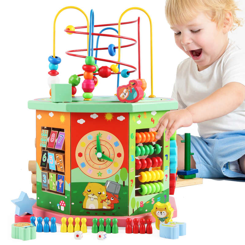 儿童玩具宝宝益智带音乐多功能大绕珠串珠百宝箱积木玩具1-3周岁