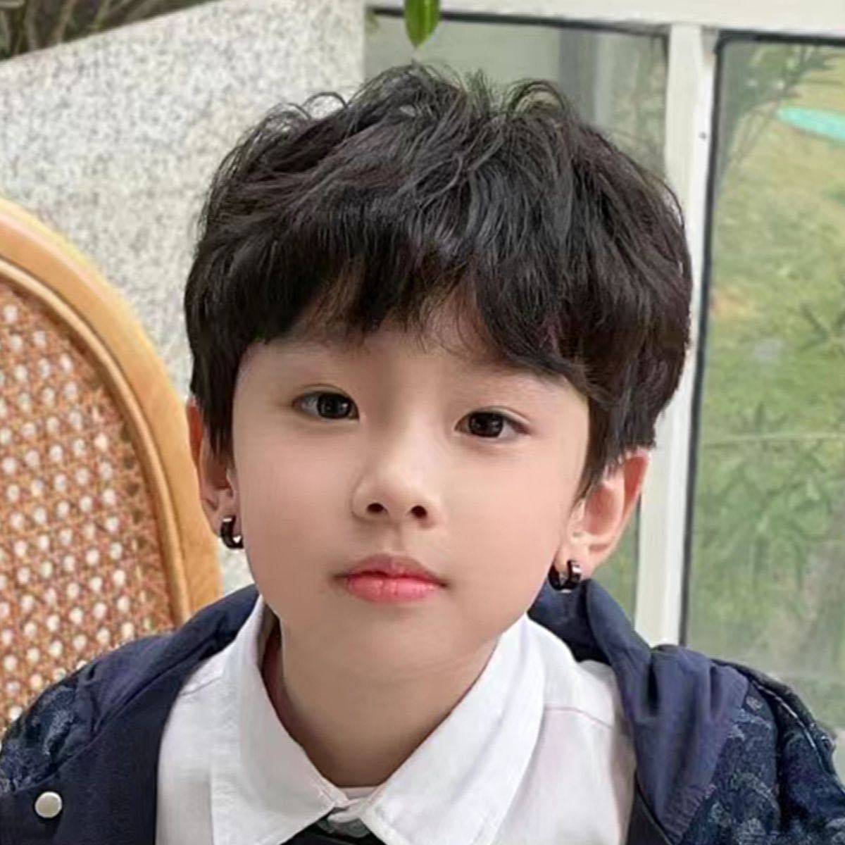 儿童假头发男孩纹理烫短卷发蓬松自然帅气发型摄影小孩全头套