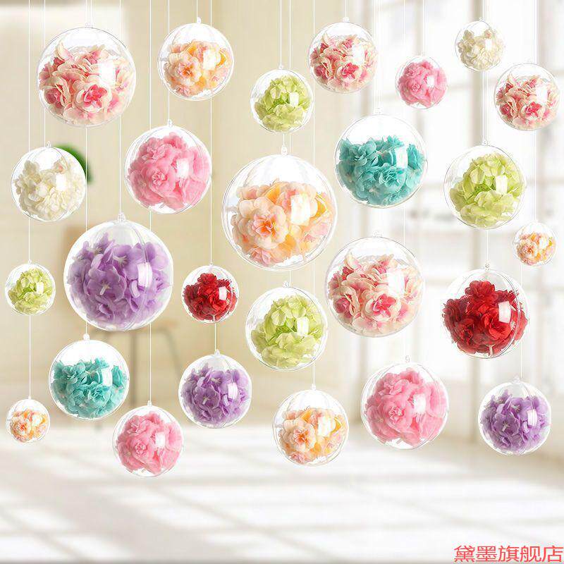 圣诞吊球礼物幼儿园透明球水晶球球网红空心合香水壳装饰球餐厅壳