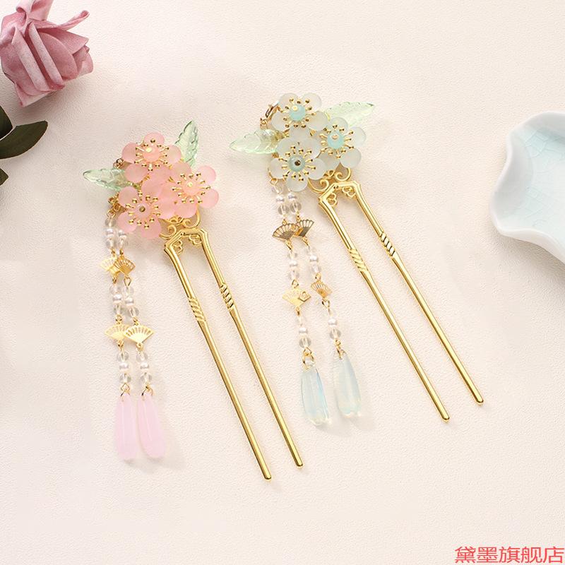 儿童发簪可爱子女现代汉服古风头饰流苏发饰古代簪子步摇插梳女童