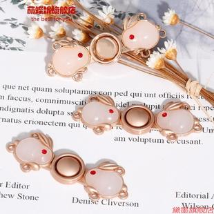 国风汉服子母扣装饰扣明制儿童搭扣玉兔团圆上衣披风合金属