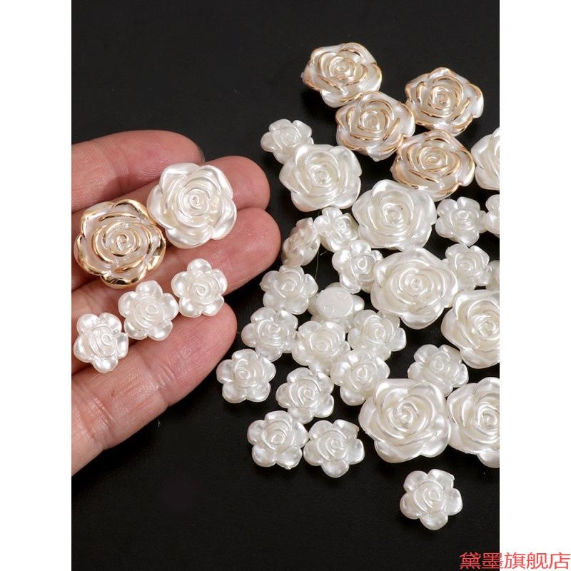 红白diy头饰仿珍珠装饰巴洛克树脂玫瑰花配件手机壳胸花A