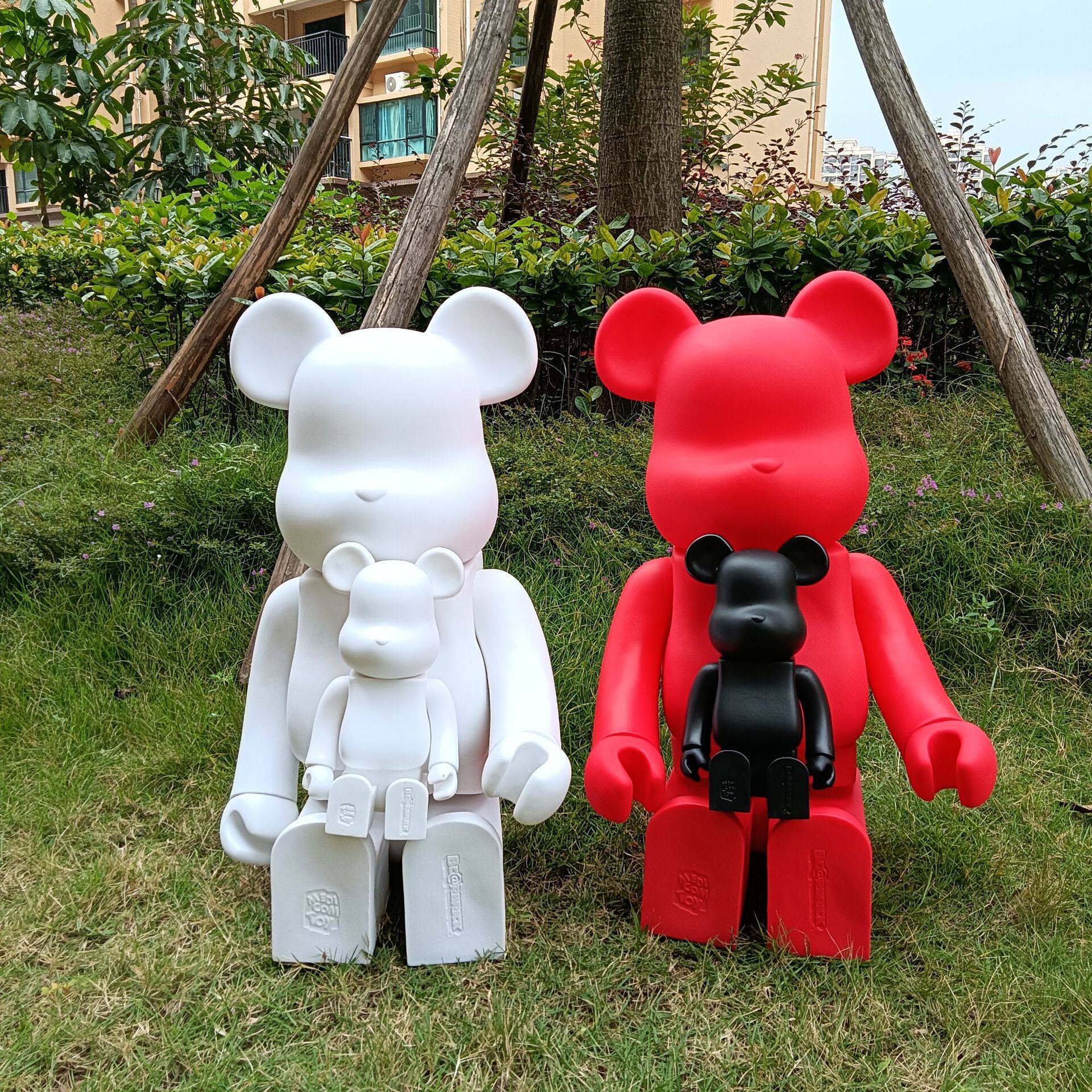 网红潮牌潮玩 大号70cm暴力熊积木熊白胚diy手办模型摆件