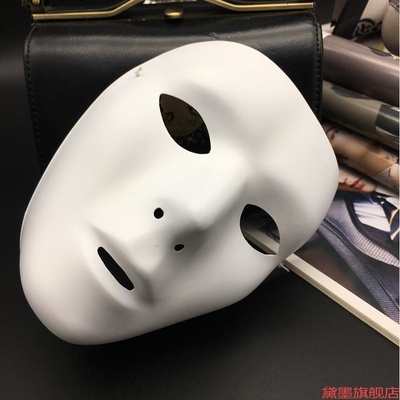 嘻哈角色扮演酒吧假面舞客PVC全脸纯白色鬼步舞面罩同款机械舞