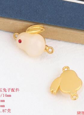 点钻挂孔镶嵌时尚玉兔子配件DIY合金国风新款月兔百搭材料