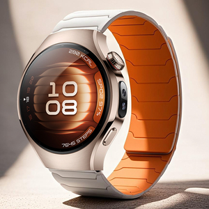 适用华为watch5手表GT6表带gt5pro磁吸硅胶GT5智能腕表gt4运动watch4PRO铠甲款秋冬季款男女透气gt3腕带42mm