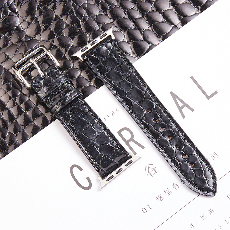 适用苹果手表applewatch7鳄鱼皮真皮表带头层真皮iwatchSE/6/5/4/3/2代表带奢侈时尚潮牌休闲42mm38/44series
