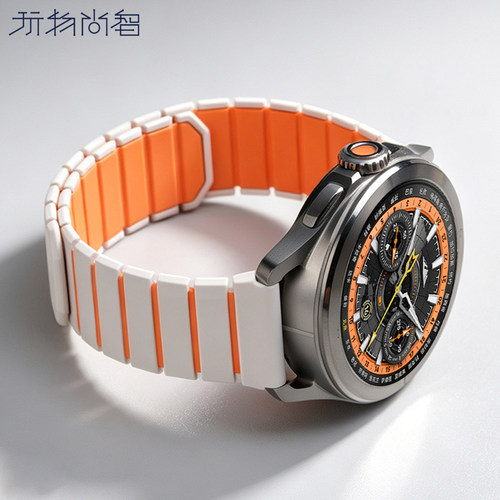适用小米watch5手表带s5磁脊机甲双色磁吸硅胶S4sport表带S3夏天s1pro新款男女高级感智能替换腕带