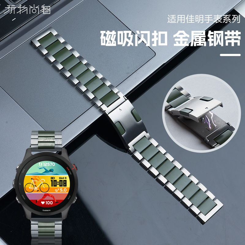 玩物尚智适用佳明手表金属表带