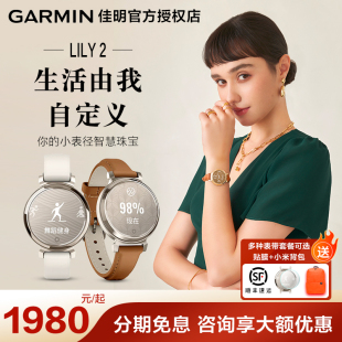 手表健康睡眠心率多功能时尚 Garmin佳明Lily2智能运动女款 新品 高清触屏NFC支付送女友礼物高级腕表