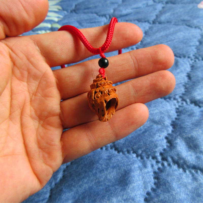 手工雕刻纯野生桃枭核桃海螺吊坠项链手机钥匙挂件婴儿保平安手链