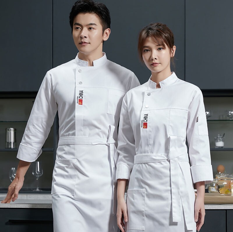 高档厨师服秋冬长袖加厚加绒烘焙