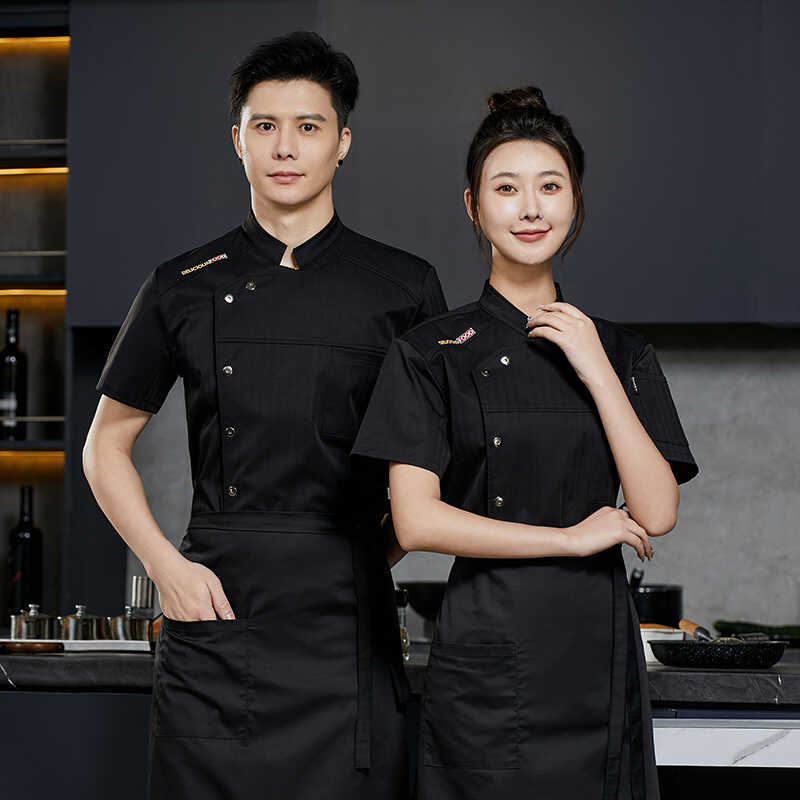酒店厨房后厨短袖女男薄款食堂厨师服夏季蛋糕店烘焙师工作服定制