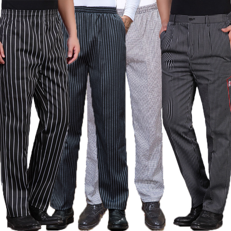 饭店厨师条纹格子工作服